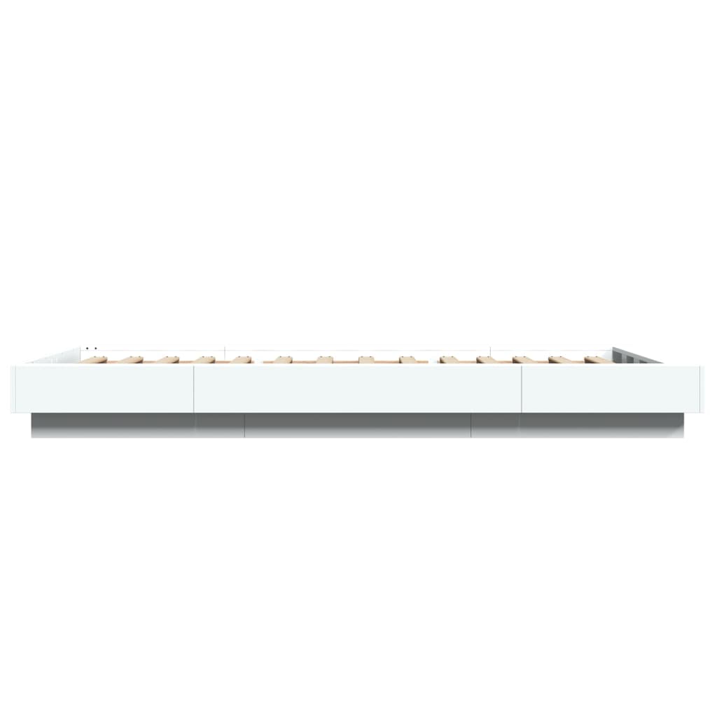 fehér szerelt fa ágykeret LED-del 90 x 200 cm
