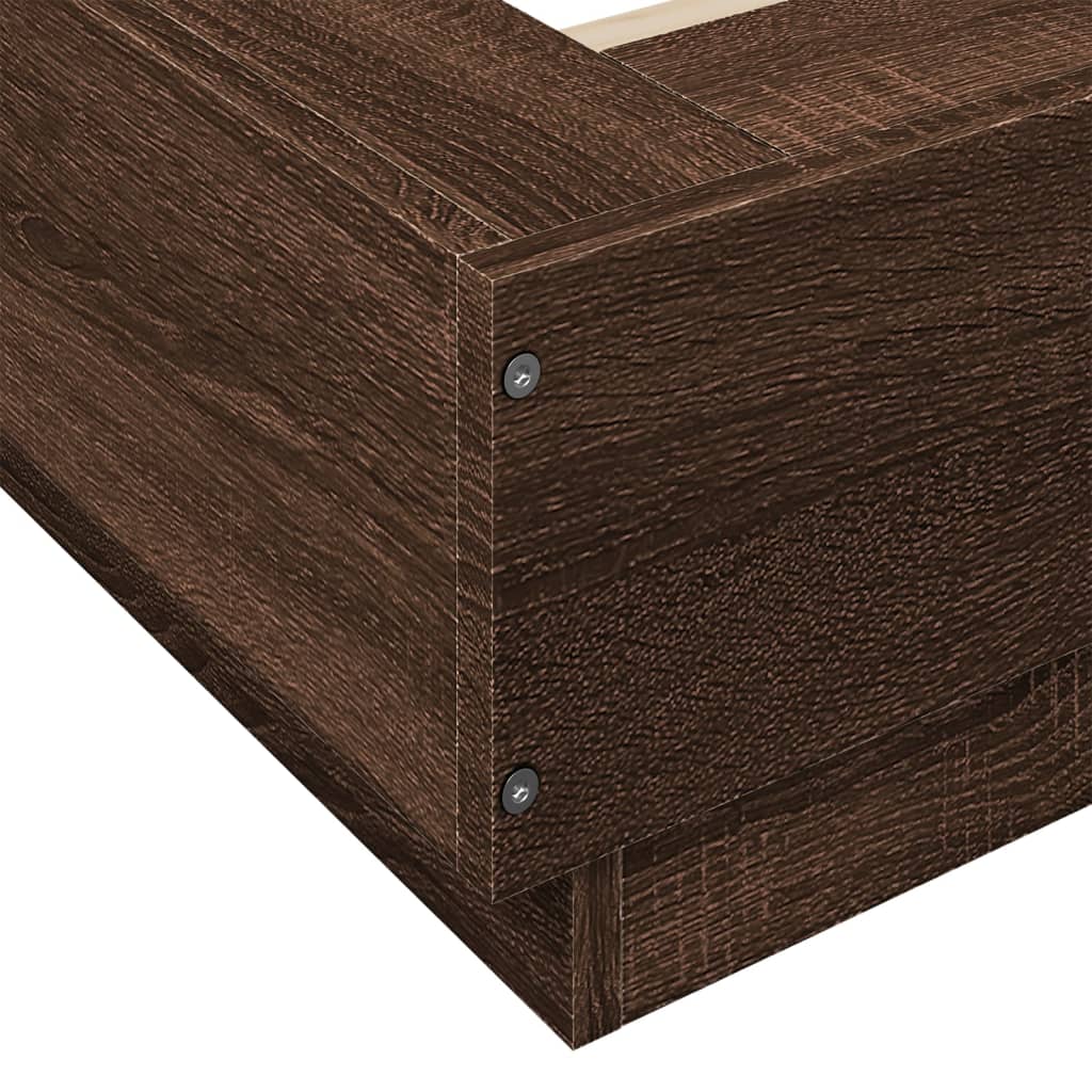 barna tölgyszínű szerelt fa ágykeret LED-del 90 x 200 cm
