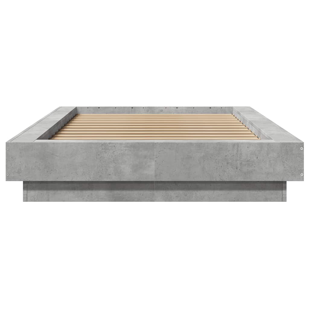 betonszürke szerelt fa ágykeret 100 x 200 cm