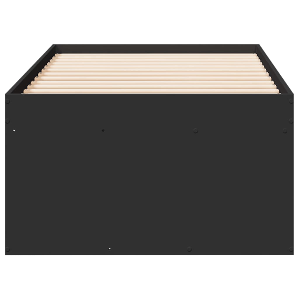 fekete kanapéágy fiókkal matrac nélkül 100x200 cm