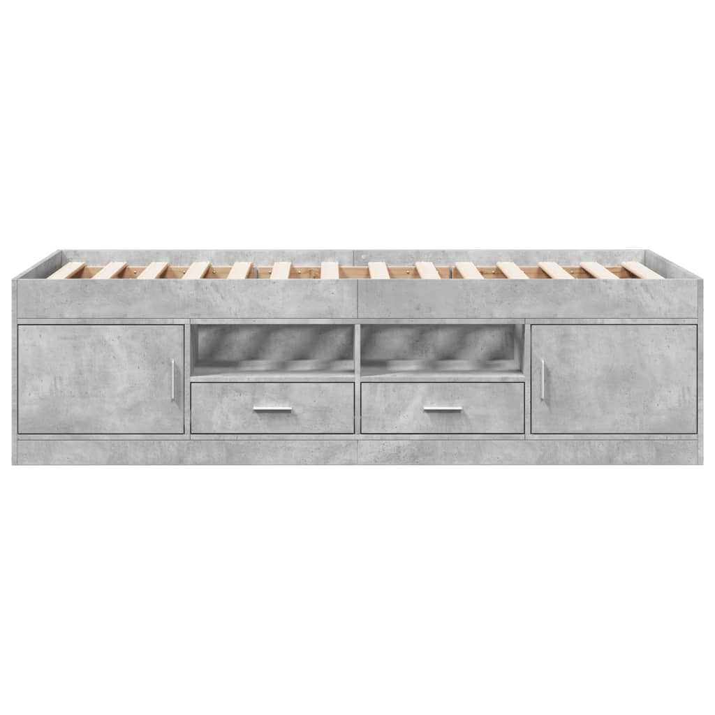 betonszürke kanapéágy fiókkal matrac nélkül 100x200 cm