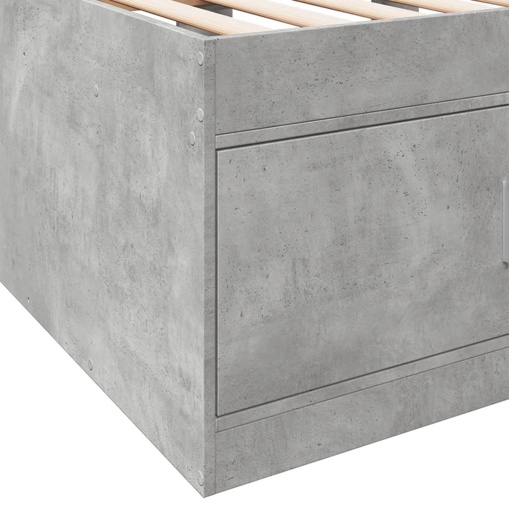 betonszürke kanapéágy fiókkal matrac nélkül 100x200 cm