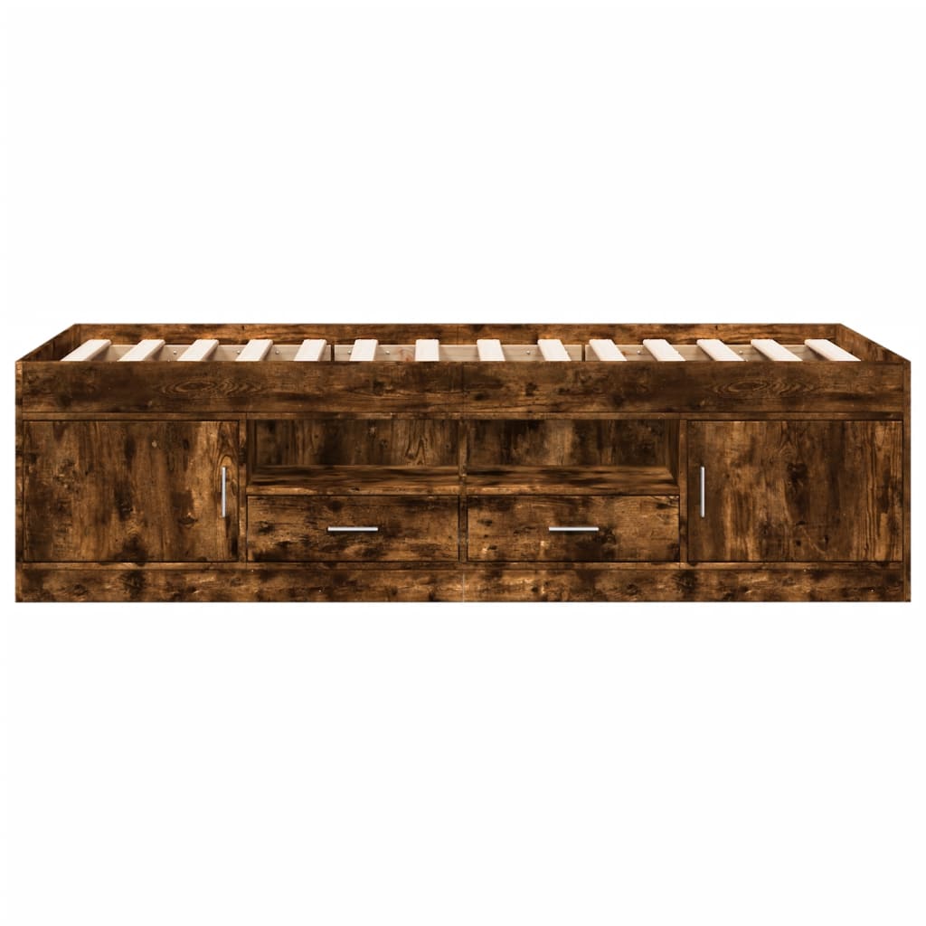 füstös tölgy kanapéágy fiókkal matrac nélkül 100x200 cm