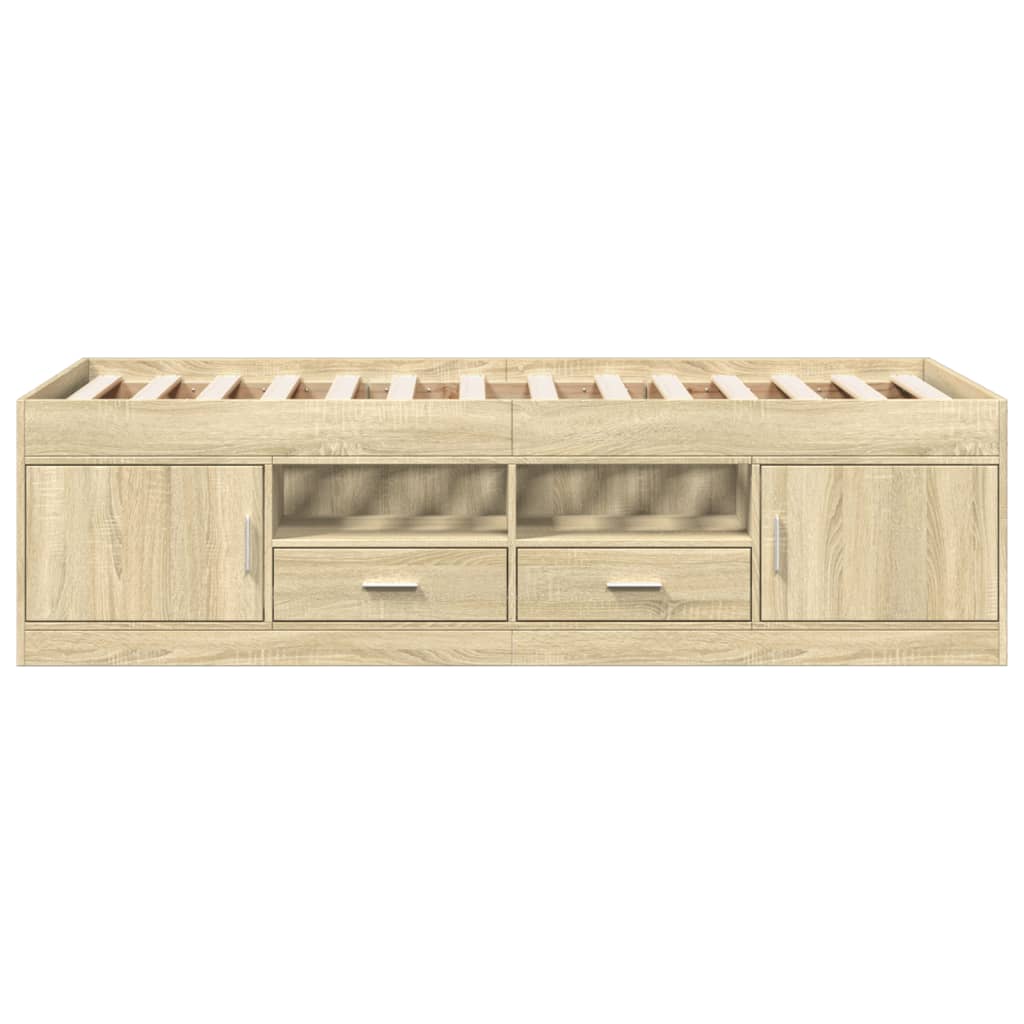sonoma tölgy kanapéágy fiókkal matrac nélkül 90x200 cm