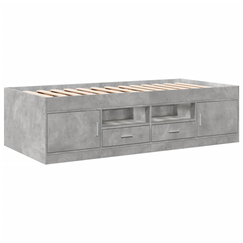 betonszürke kanapéágy fiókkal matrac nélkül 90x200 cm