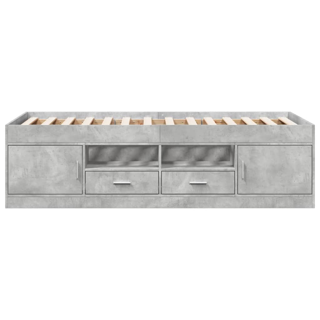 betonszürke kanapéágy fiókkal matrac nélkül 90x200 cm