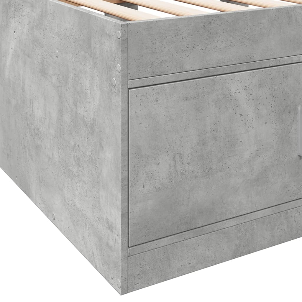 betonszürke kanapéágy fiókkal matrac nélkül 90x200 cm