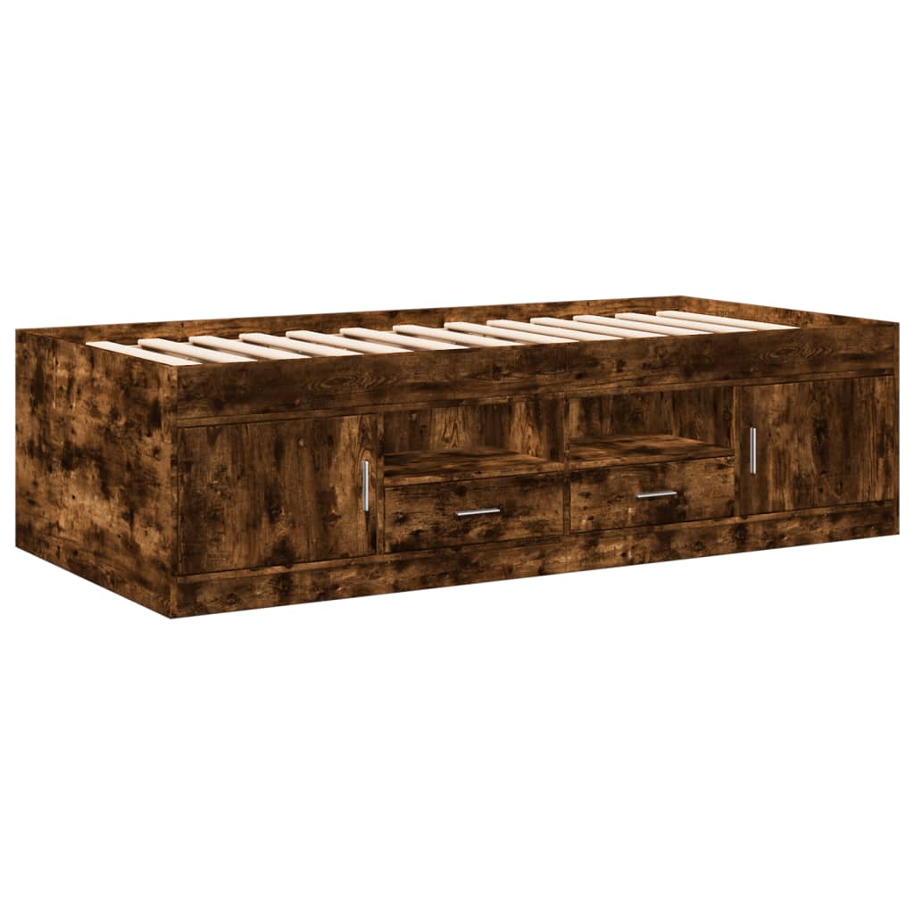füstös tölgy kanapéágy fiókkal matrac nélkül 90x200 cm