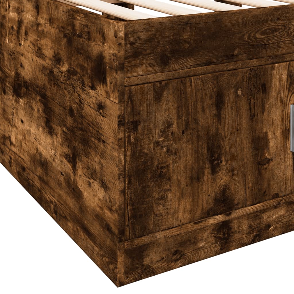 füstös tölgy kanapéágy fiókkal matrac nélkül 90x200 cm