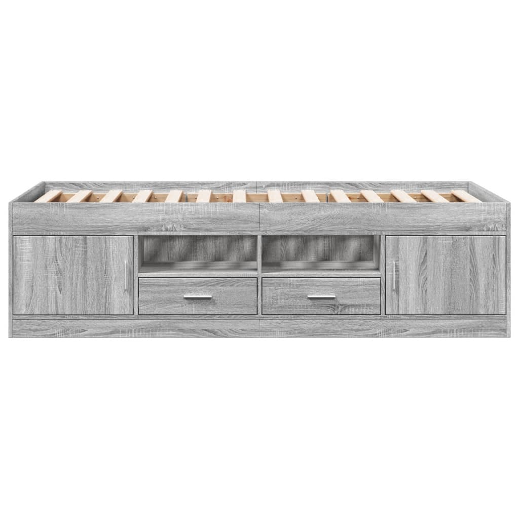 szürke sonoma kanapéágy fiókkal matrac nélkül 90x200 cm
