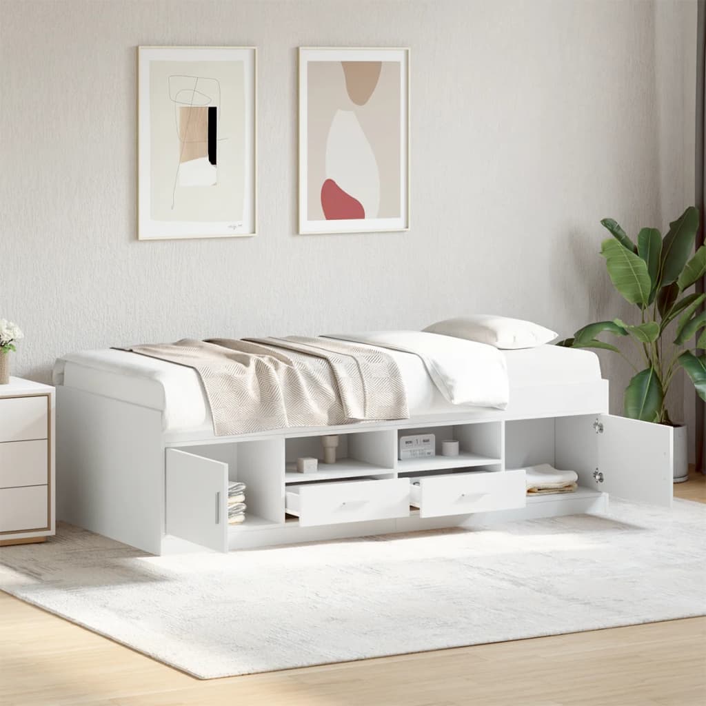 fehér kanapéágy fiókkal matrac nélkül 90x190 cm