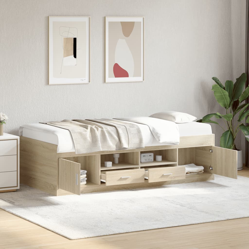 sonoma tölgy kanapéágy fiókkal matrac nélkül 75x190 cm