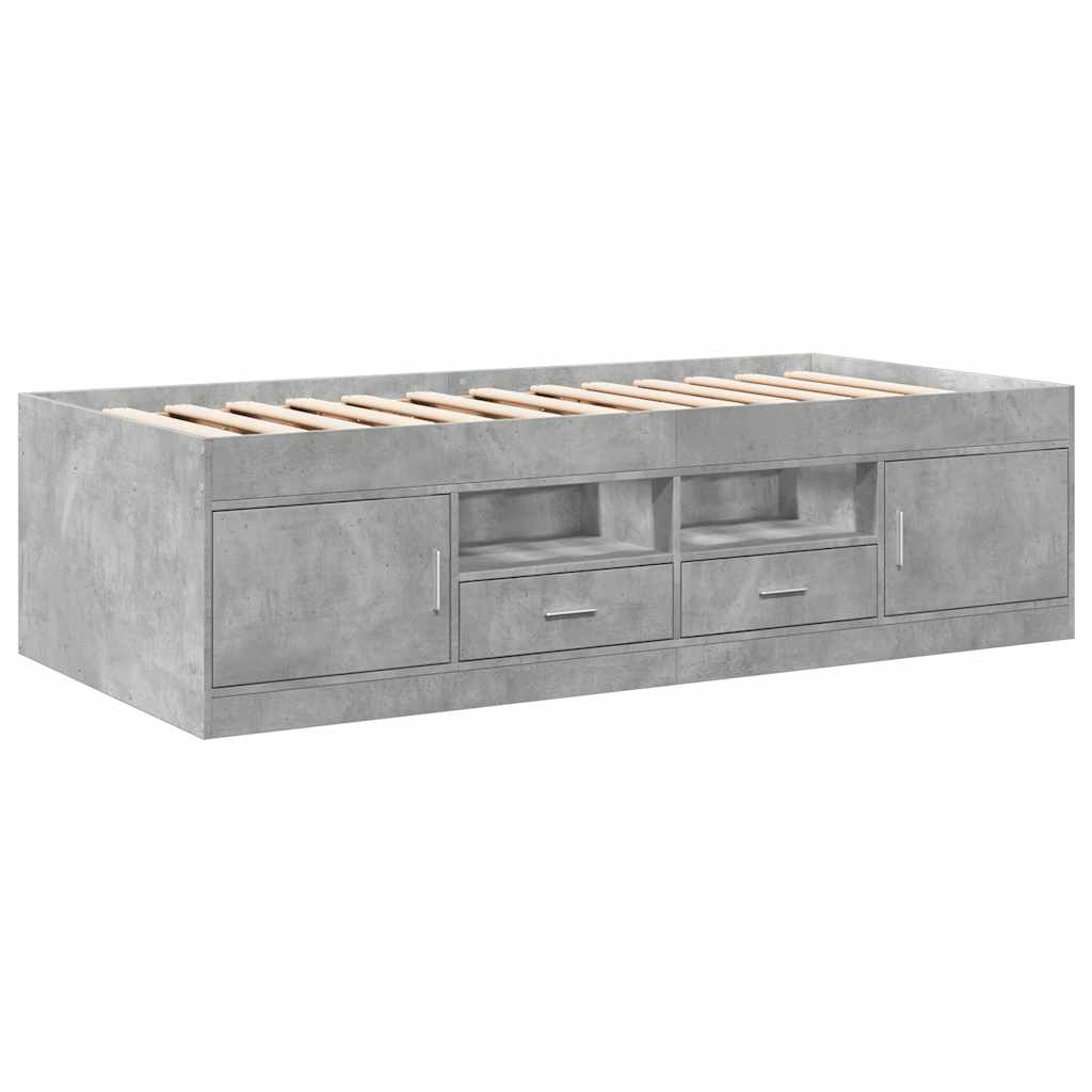 betonszürke kanapéágy fiókkal matrac nélkül 75x190 cm