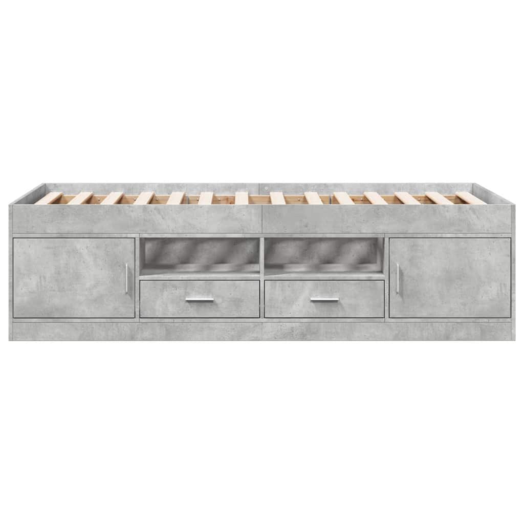 betonszürke kanapéágy fiókkal matrac nélkül 75x190 cm