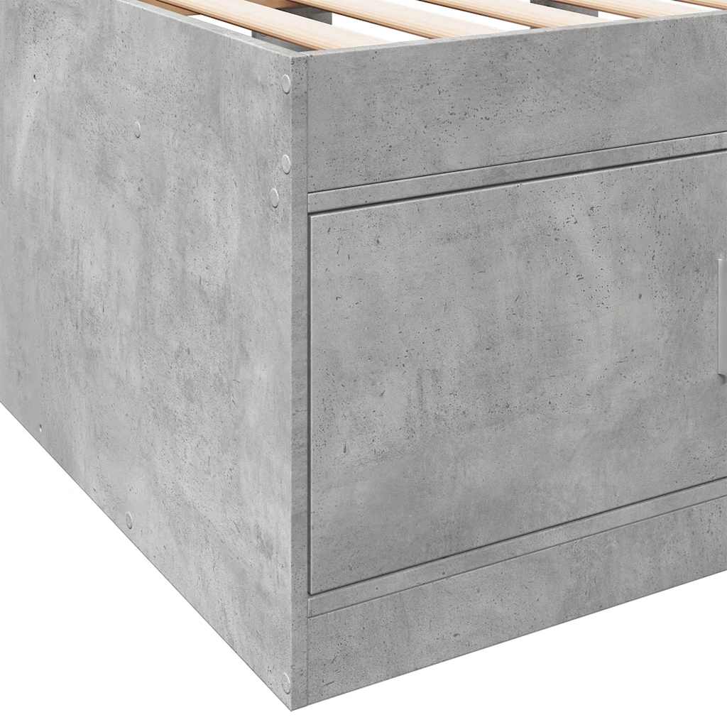 betonszürke kanapéágy fiókkal matrac nélkül 75x190 cm