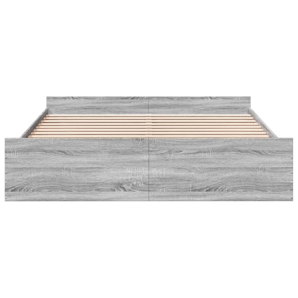 sonoma tölgyszínű szerelt fa ágykeret fiókokkal 200 x 200 cm