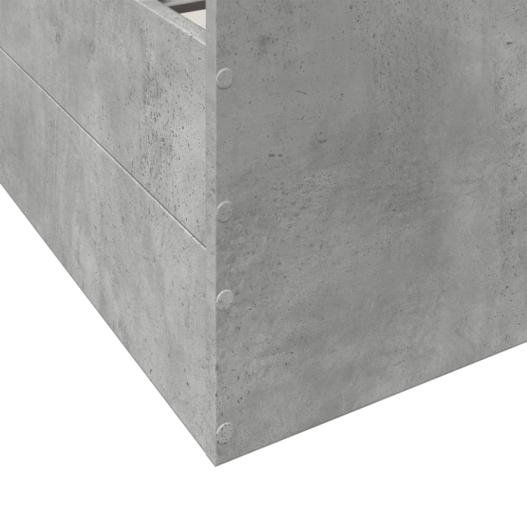 betonszürke szerelt fa ágykeret fiókokkal 140x200 cm