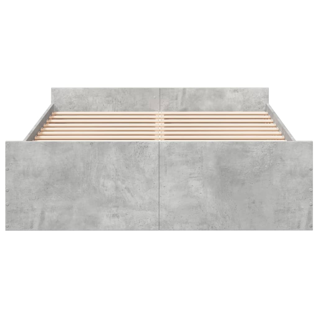 betonszürke szerelt fa ágykeret fiókokkal 135 x 190 cm