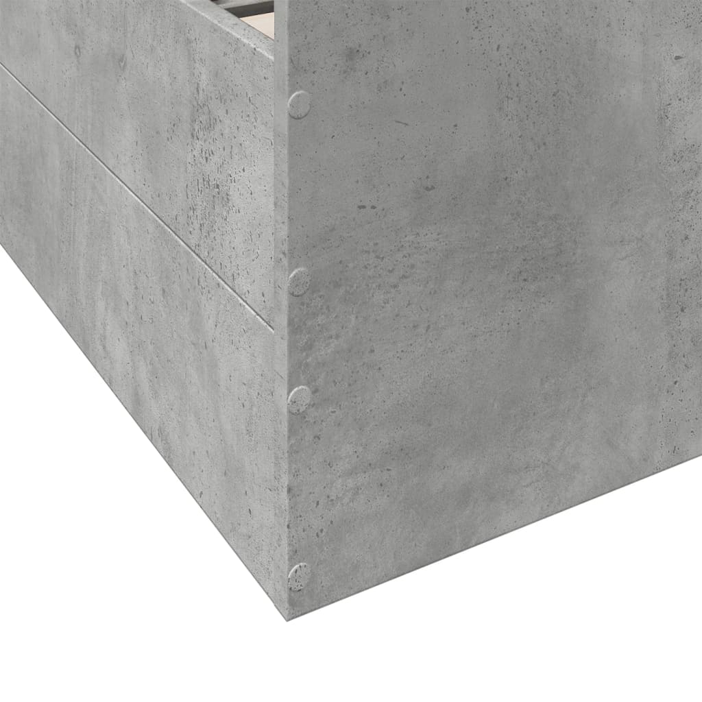 betonszürke szerelt fa ágykeret fiókokkal 135 x 190 cm