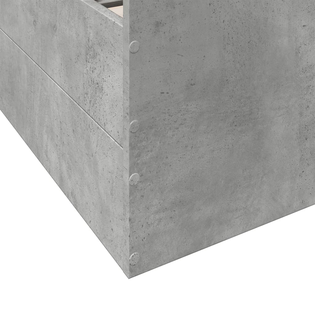 betonszürke szerelt fa ágykeret fiókokkal 75 x 190 cm