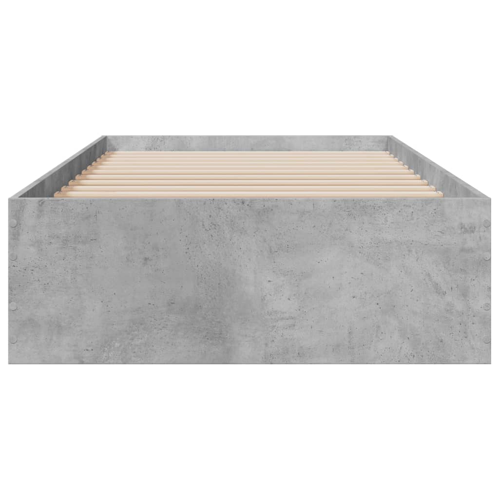 betonszürke szerelt fa ágykeret fiókokkal 100 x 200 cm