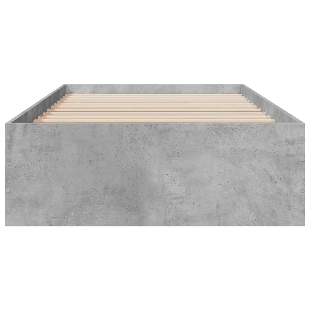 betonszürke szerelt fa ágykeret fiókokkal 90 x 190 cm