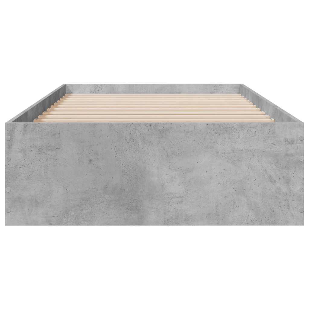 betonszürke szerelt fa ágykeret fiókokkal 75 x 190 cm