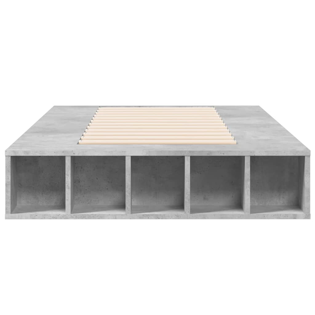 betonszürke szerelt fa ágykeret 100 x 200 cm