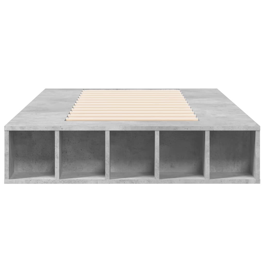 betonszürke szerelt fa ágykeret 90 x 200 cm