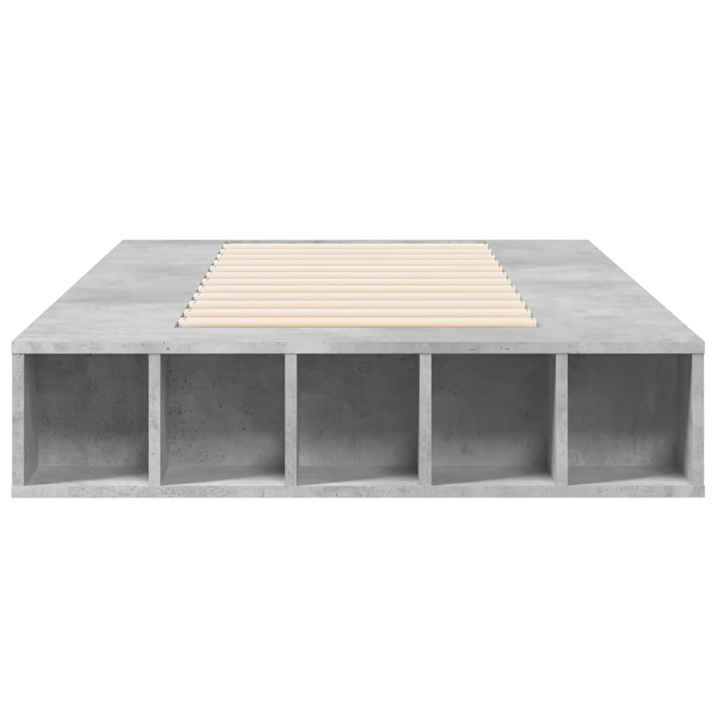 betonszürke szerelt fa ágykeret 75 x 190 cm