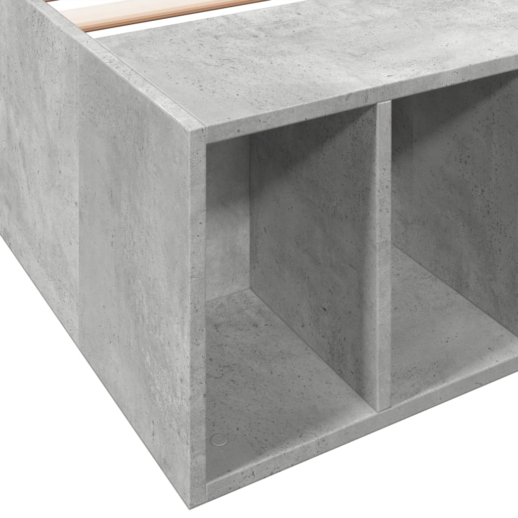 betonszürke szerelt fa ágykeret 100 x 200 cm