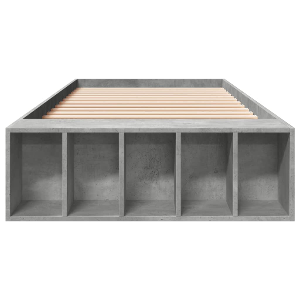 betonszürke szerelt fa ágykeret 90 x 200 cm