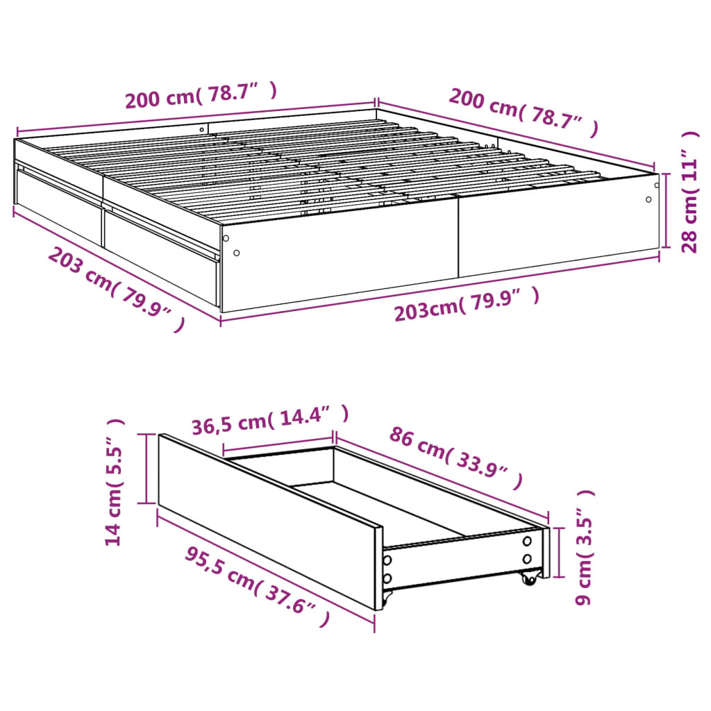 fekete szerelt fa ágykeret 200 x 200 cm