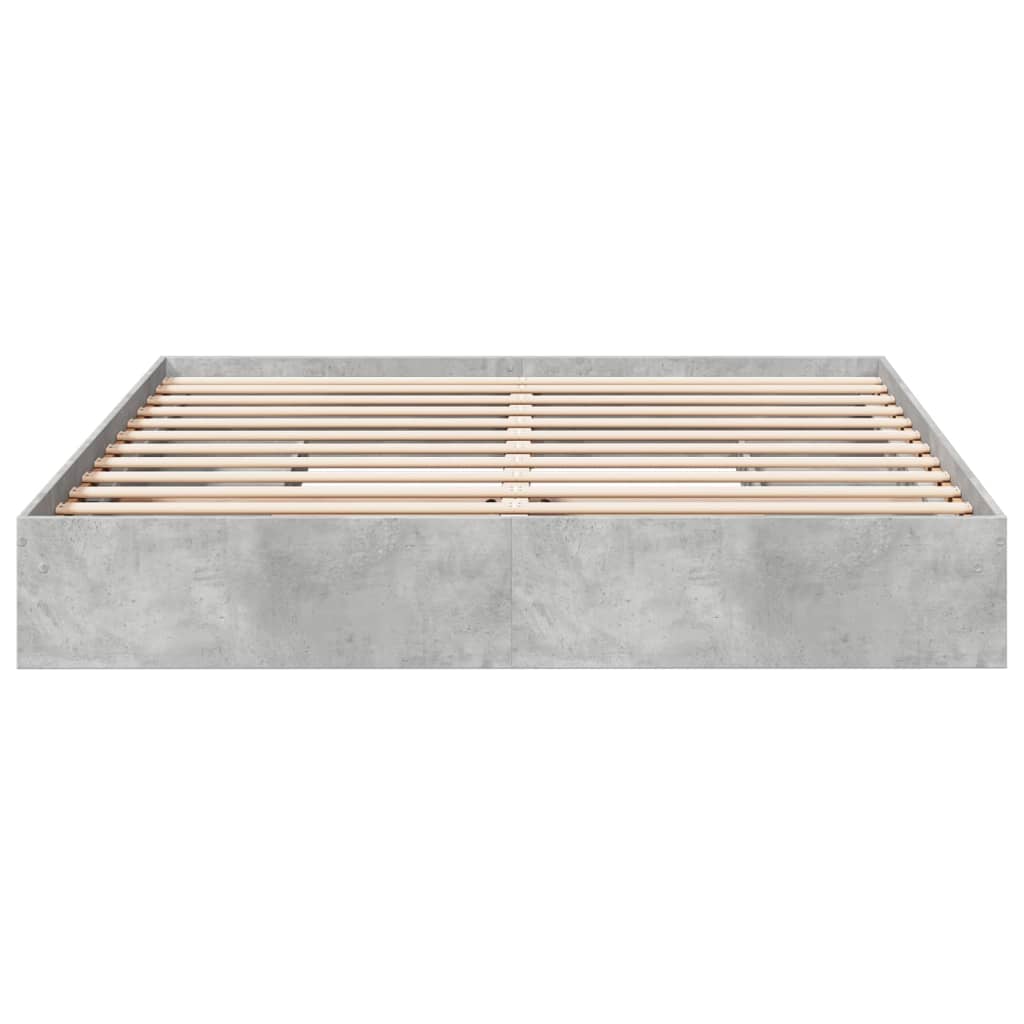 betonszürke szerelt fa ágykeret fiókokkal 200 x 200 cm