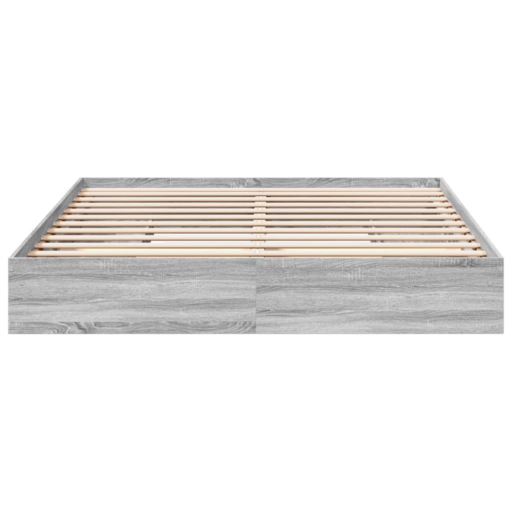 sonoma tölgyszínű szerelt fa ágykeret fiókokkal 200 x 200 cm