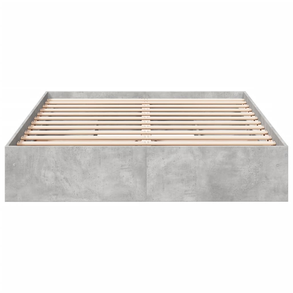 betonszürke szerelt fa ágykeret fiókokkal 150 x 200 cm