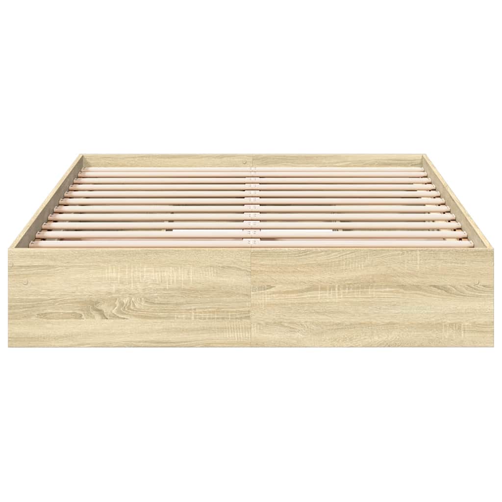 sonoma tölgy színű szerelt fa ágykeret fiókokkal 120 x 200 cm
