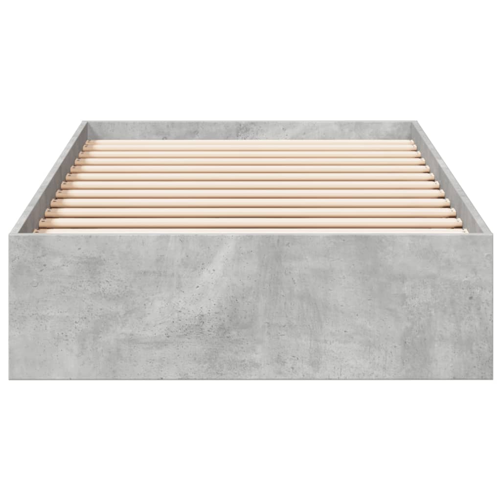 betonszürke szerelt fa ágykeret fiókokkal 90 x 190 cm
