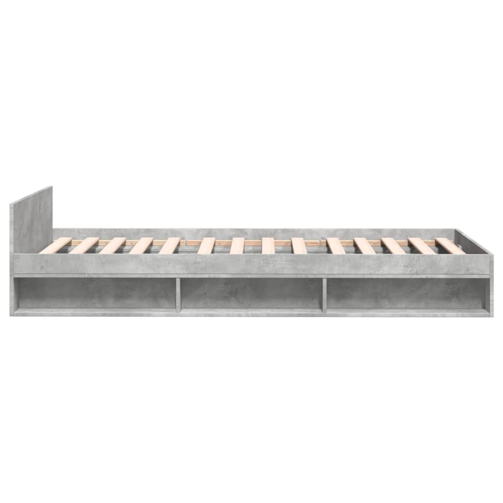 betonszürke szerelt fa ágykeret fiókkal 90 x 200 cm