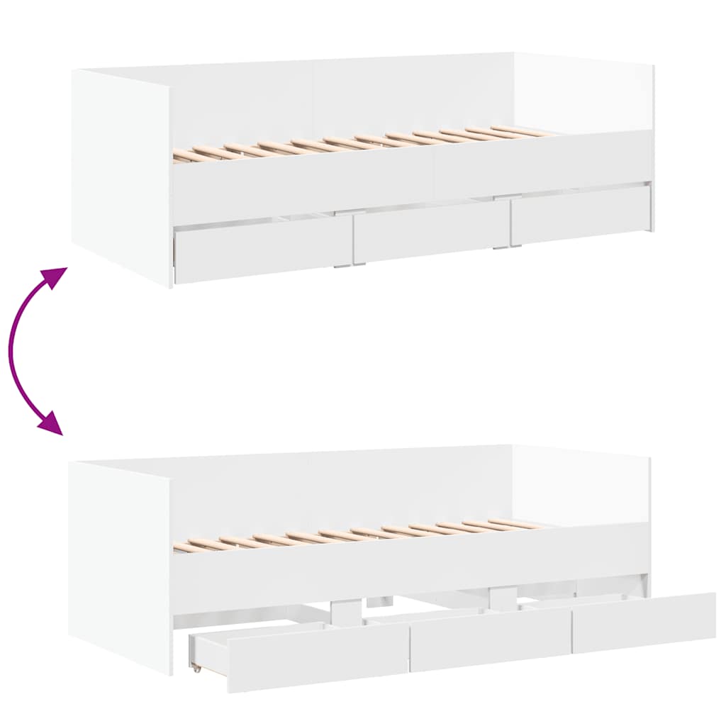 fehér kanapéágy fiókkal matrac nélkül 100x200 cm