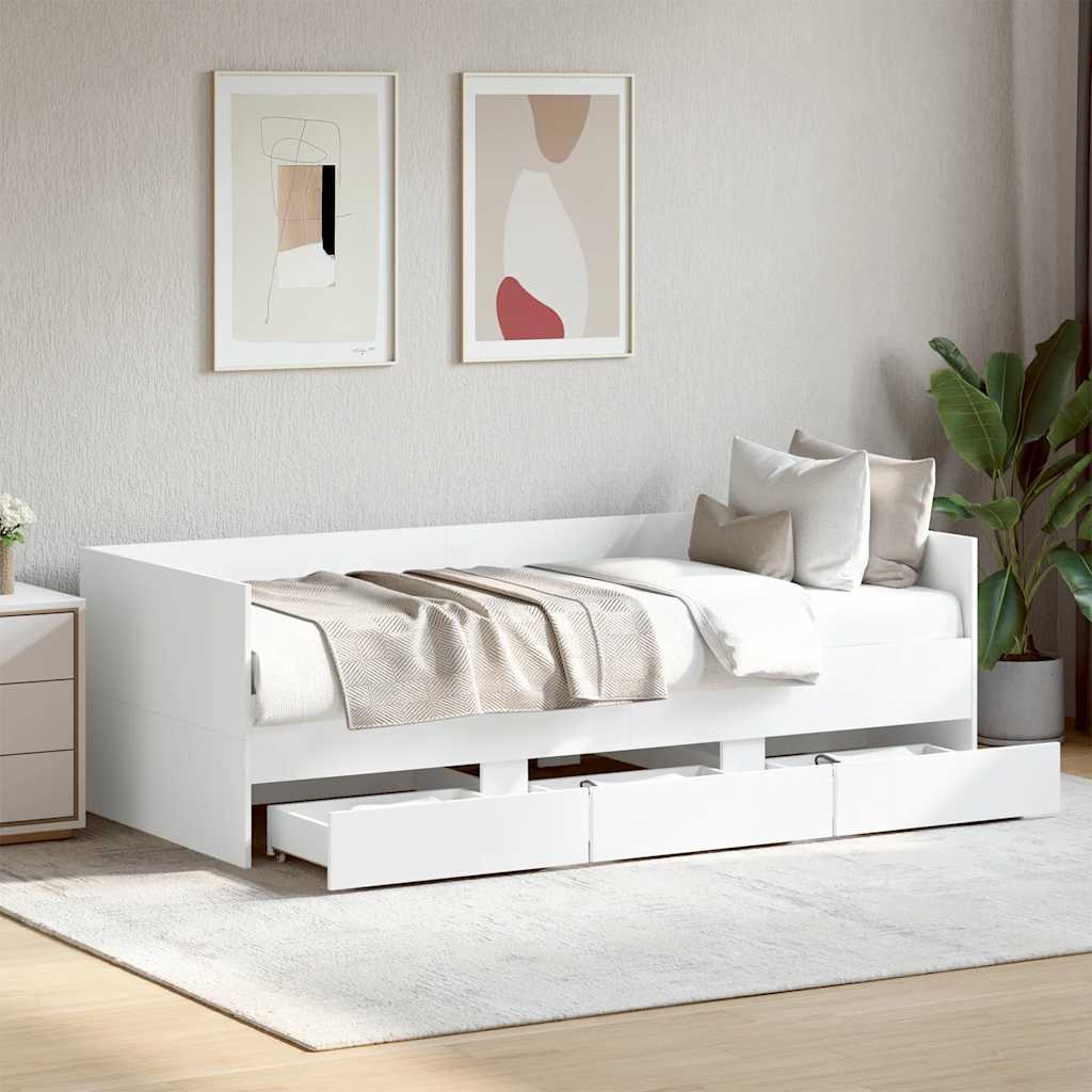 fehér kanapéágy fiókkal matrac nélkül 100x200 cm
