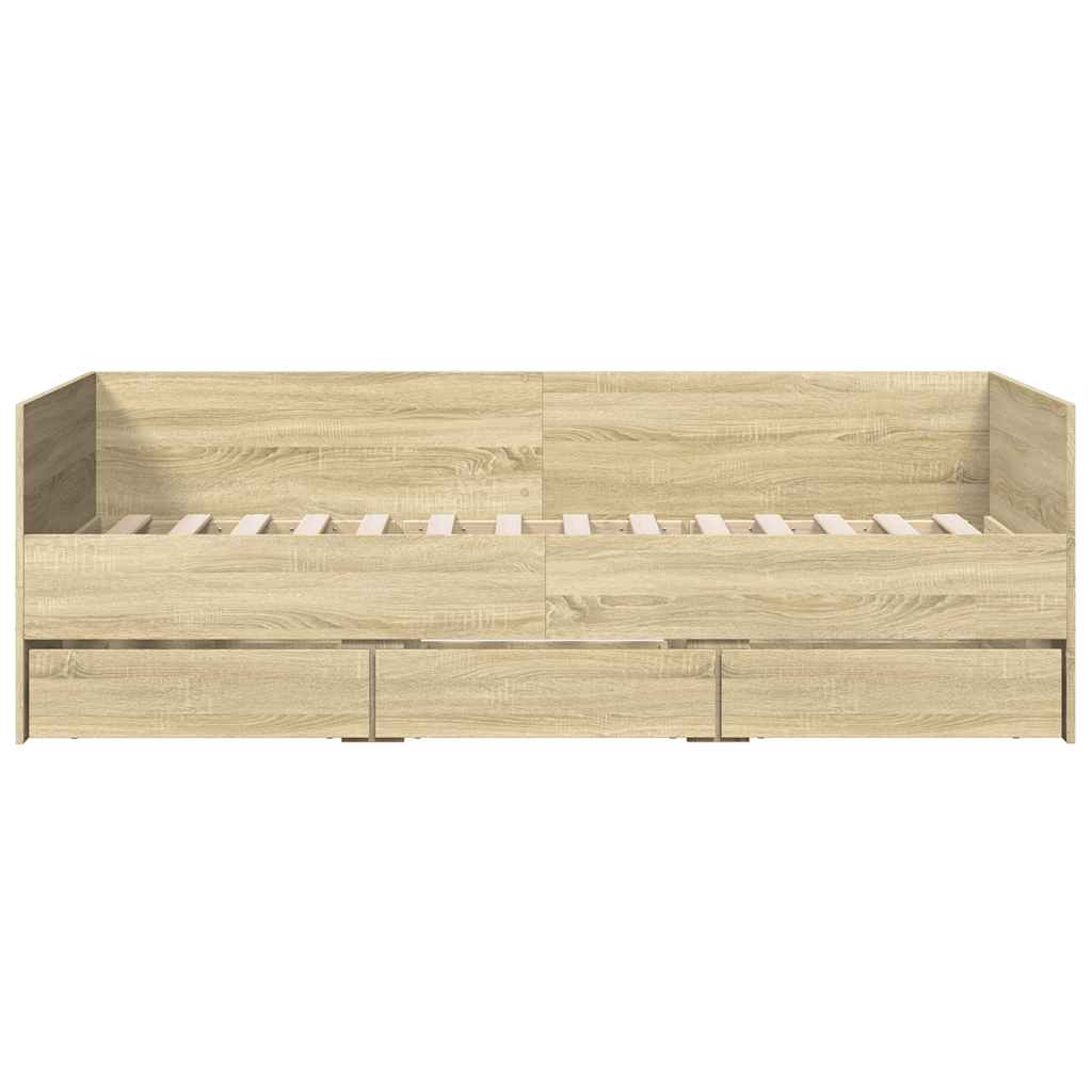 sonoma tölgy kanapéágy fiókkal matrac nélkül 100x200 cm