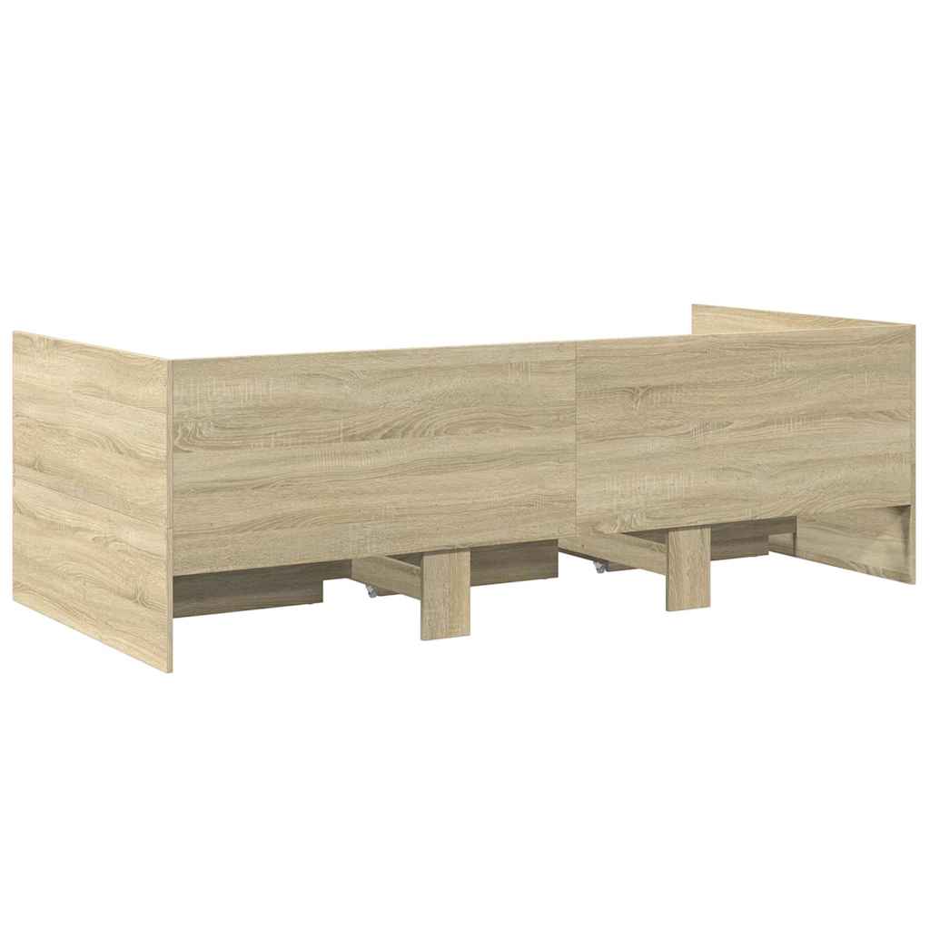 sonoma tölgy kanapéágy fiókkal matrac nélkül 100x200 cm