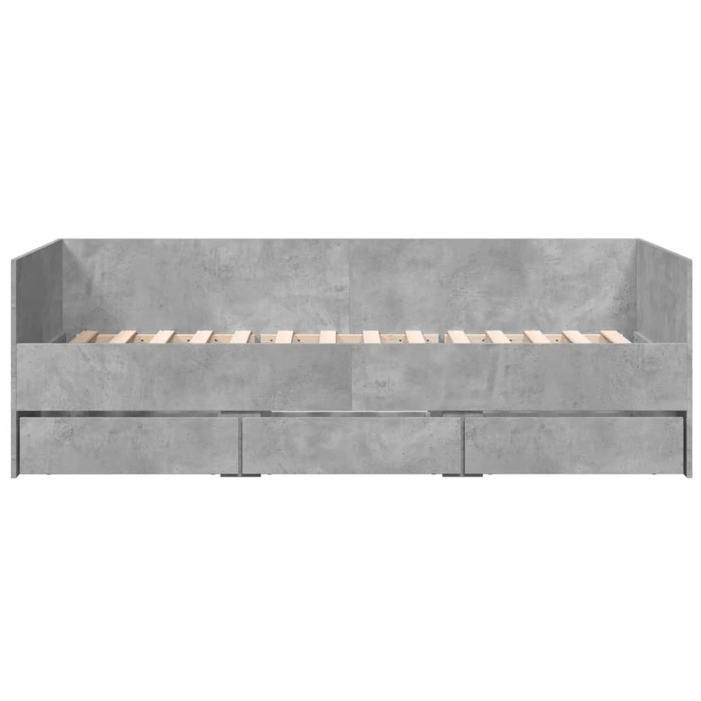 betonszürke kanapéágy fiókkal matrac nélkül 100x200 cm