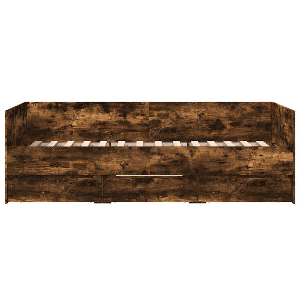 füstös tölgy kanapéágy fiókkal matrac nélkül 100x200 cm