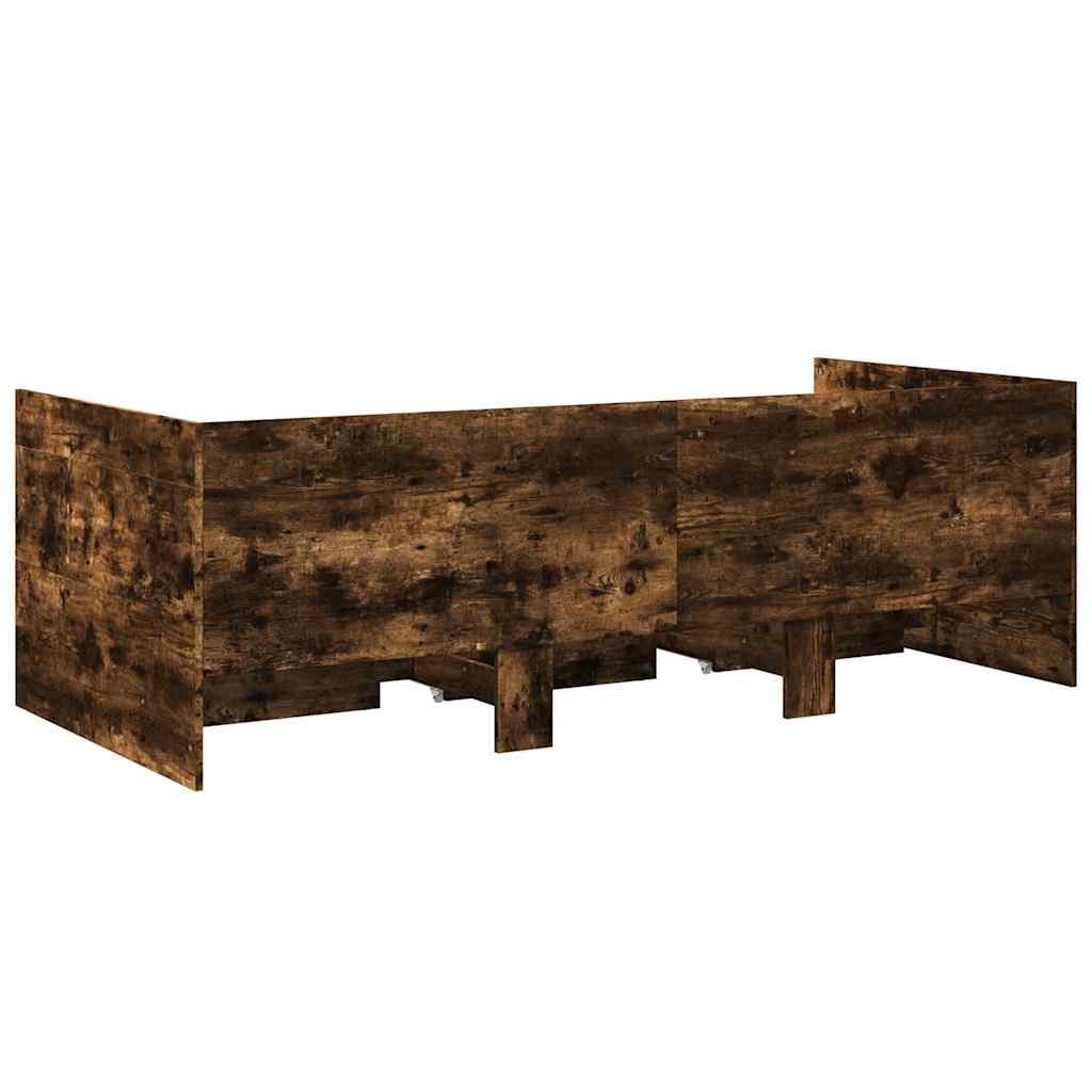 füstös tölgy kanapéágy fiókkal matrac nélkül 100x200 cm