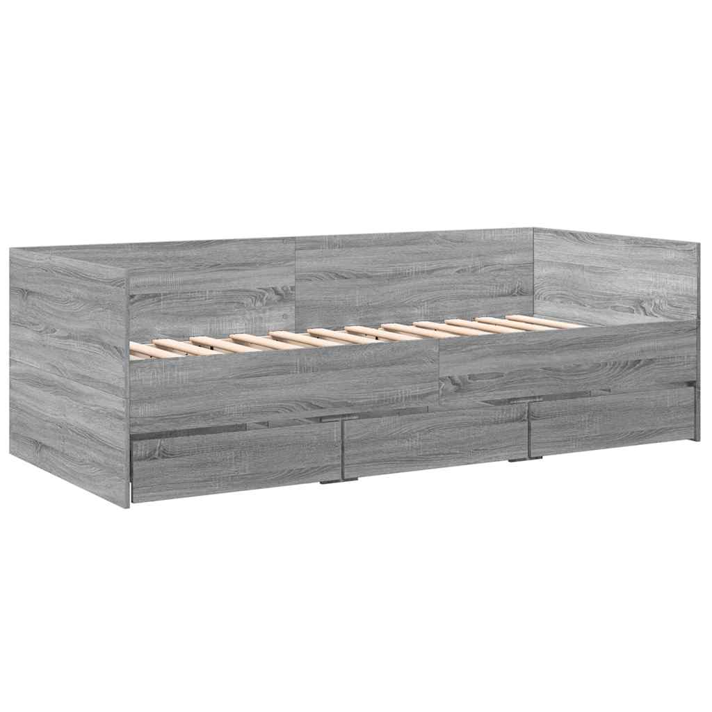 szürke sonoma kanapéágy fiókkal matrac nélkül 100x200 cm