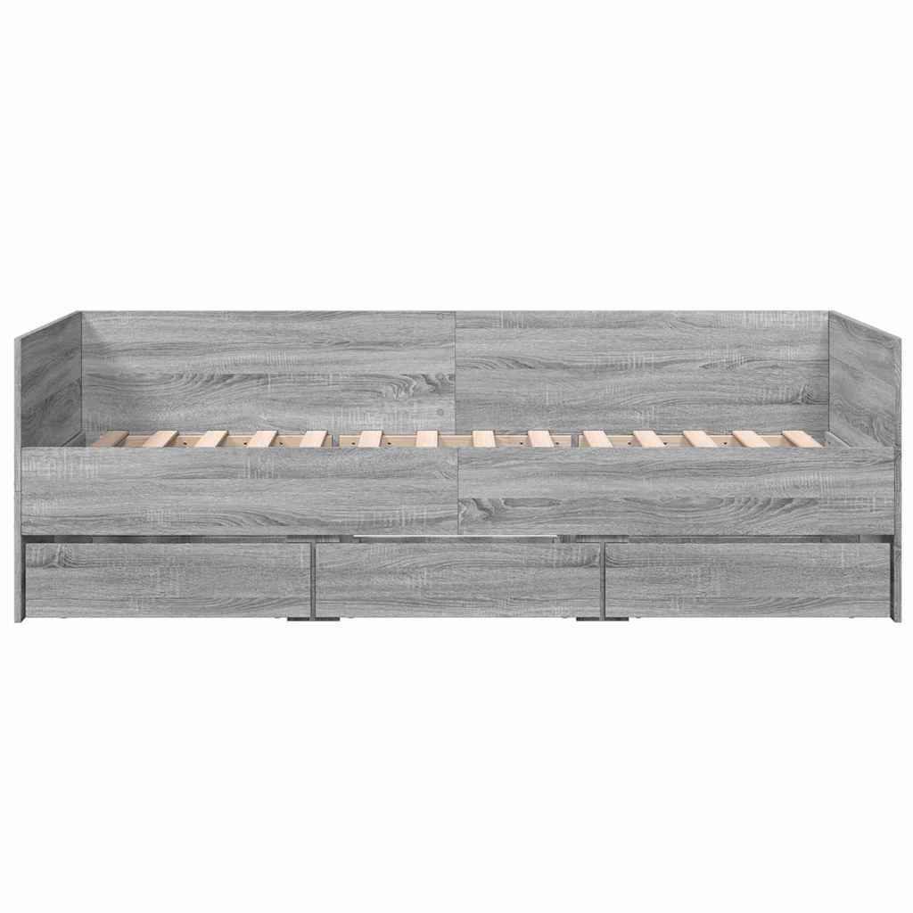 szürke sonoma kanapéágy fiókkal matrac nélkül 100x200 cm