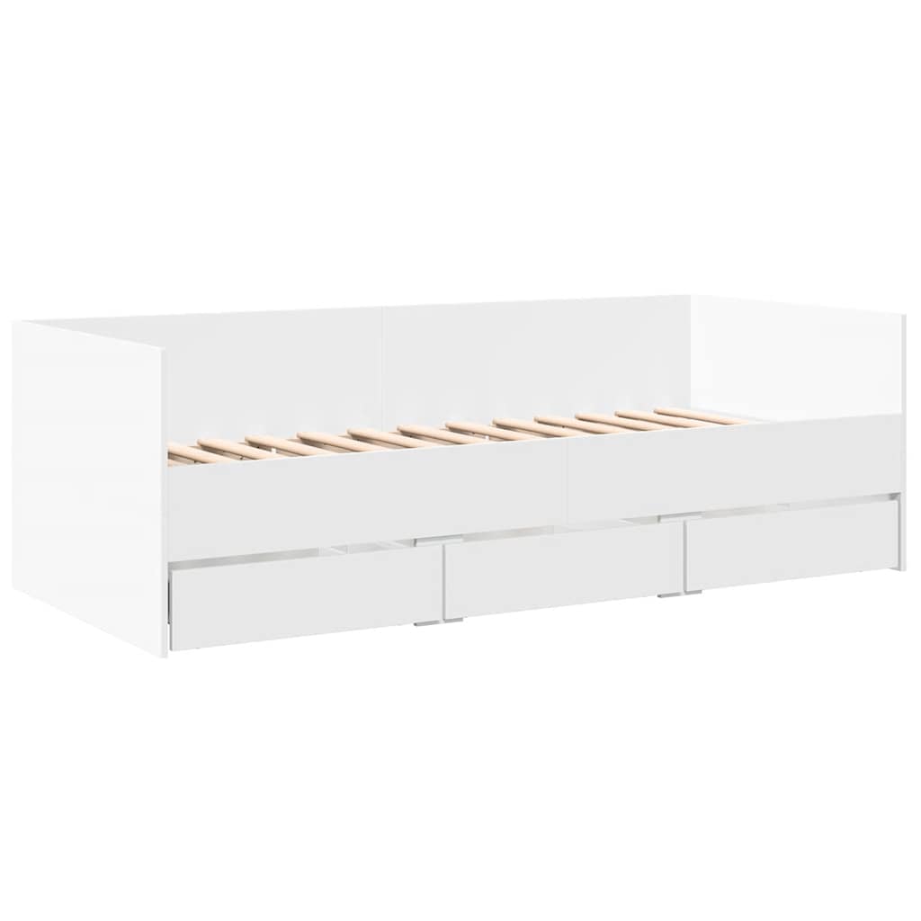 fehér kanapéágy fiókkal matrac nélkül 90x200 cm