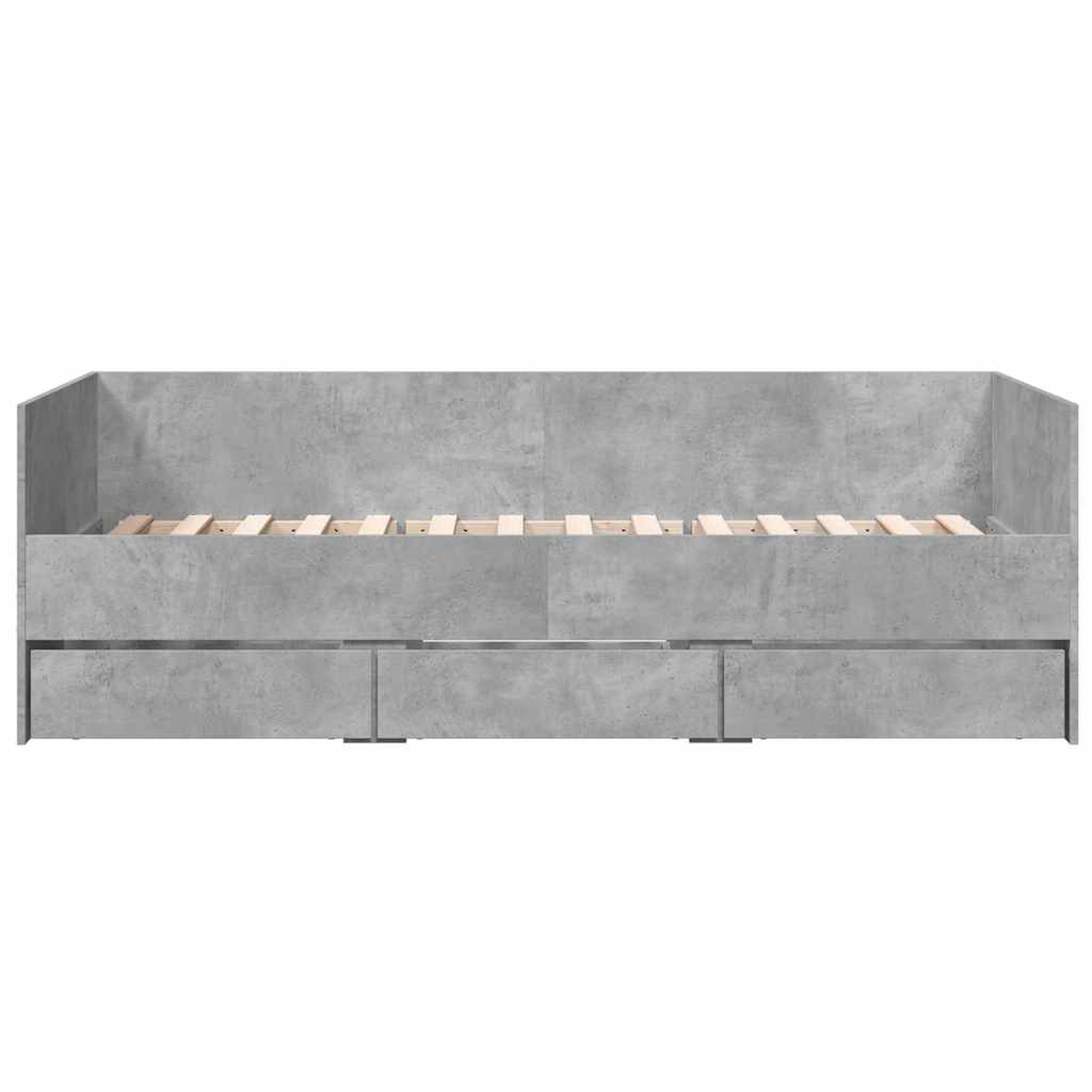 betonszürke kanapéágy fiókkal matrac nélkül 90x200 cm